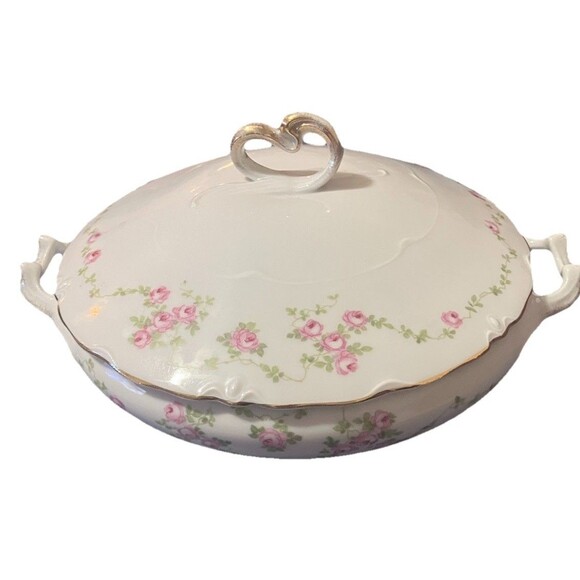 Pirkenhammer Brezova Other - Antique Pirkenhammer Brezova "pink floral" Vegetable Tureen, "4338"- 1920 Design